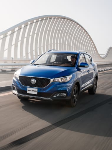 MG ZS Blue On Road Zoom View